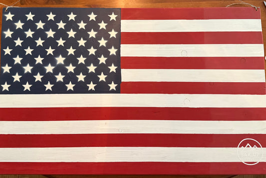 Hand-Painted Wooden American Flag